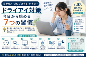 目の疲れを守る七つの習慣インフォグラフィック